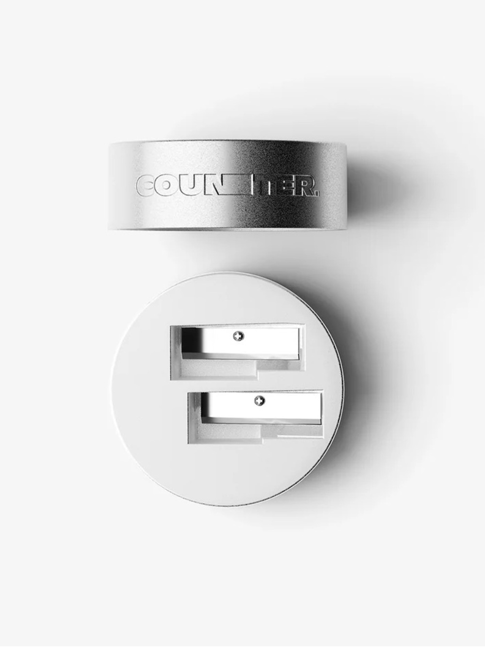 Beauty Counter Dual eye lip pencil sharpener bundle of 2 silver metal makeup new
